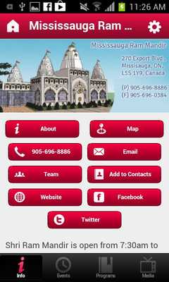 Emulate Android APK Mississauga Ram Mandir