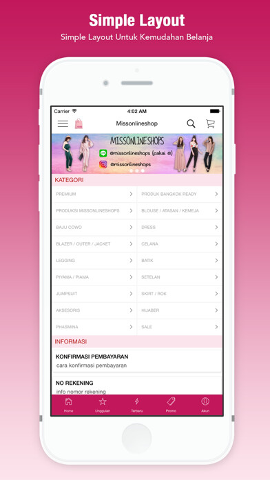 Emulate iPhone app Missonlineshop using MyAndroid Emulate iPhone app Missonlineshop using MyAndroid