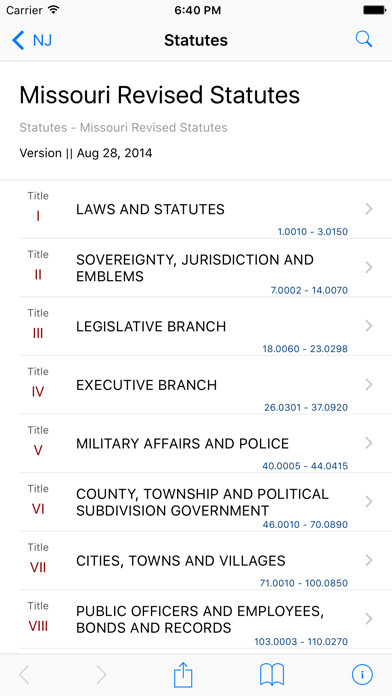 Emulate iPhone app Missouri Law by LawStack using MyAndroid