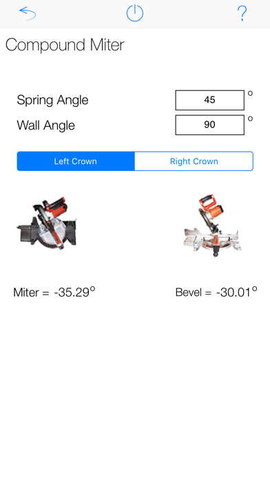 Emulate iPhone app Miter Calculator using MyAndroid