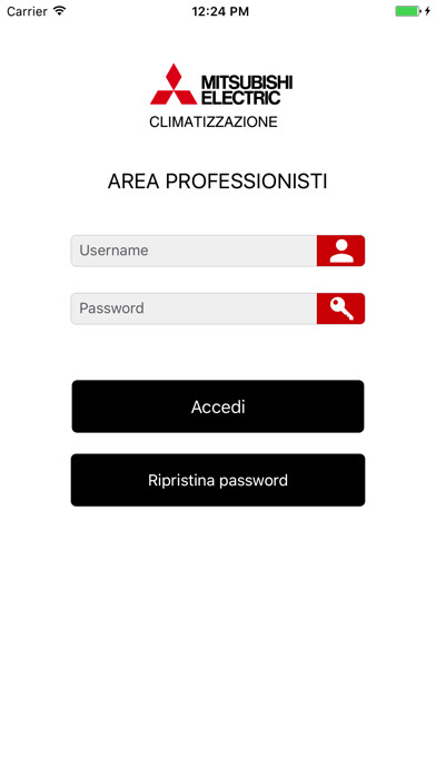 Emulate iPhone app Mitsubishi Electric Area Professionisti using MyAndroid