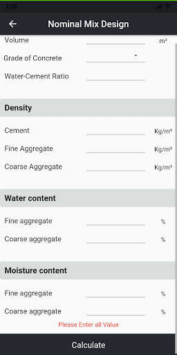 Emulate Mix Design of Concrete from MyAndroid or run Mix Design of Concrete using MyAndroid
