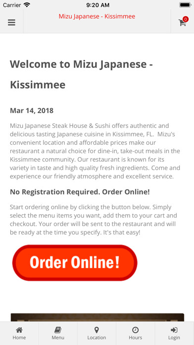 Emulate iPhone app Mizu Japanese Kissimmee using MyAndroid Emulate iPhone app Mizu Japanese Kissimmee using MyAndroid