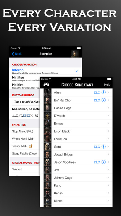 Emulate iPhone app MKXL Pocket Guide - Mortal Kombat XL Edition - Kustom Kombos, Moves, and Finishers for MKX using MyAndroid