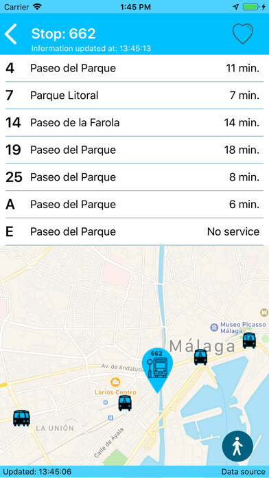 Emulate iPhone app Málaga open data using MyAndroid