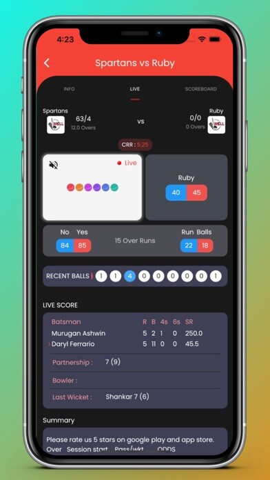 Emulate iPhone app Mobile Cricket Live Line using MyAndroid