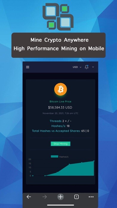 Emulate iPhone app Mobile Crypto Miner using MyAndroid