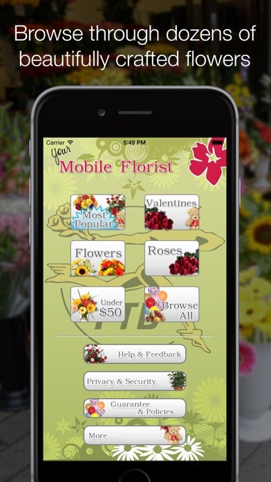 Emulate iPhone app Mobile Florist: Flower Delivery - Order & Send Fresh Flowers from Anywhere using Local Florists! using MyAndroid