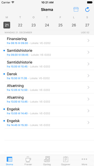 Emulate iPhone app mobilskema til Elevplan using MyAndroid