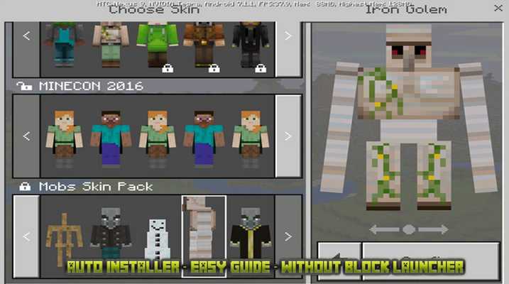 Emulate Android APK Mobs skin Pack for mcpe
