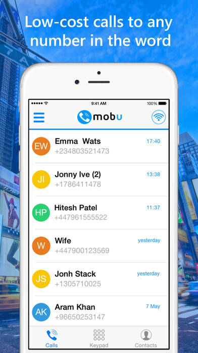 Emulate iPhone app Mobu - International Calls App using MyAndroid