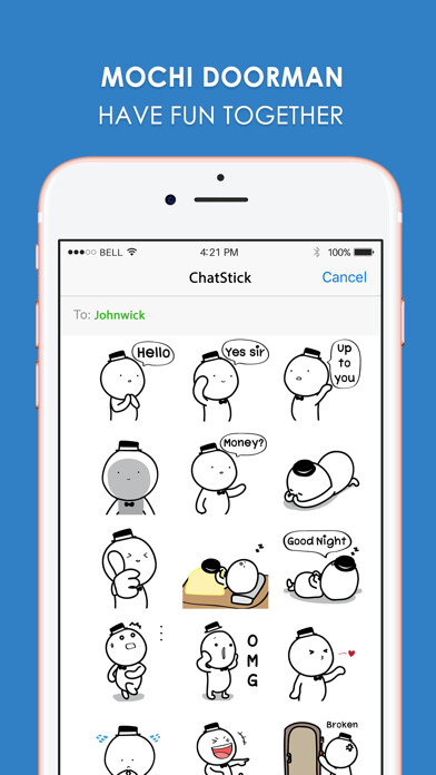 Emulate iPhone app Mochi Doorman Stickers for iMessage Free using MyAndroid Emulate iPhone app Mochi Doorman Stickers for iMessage Free using MyAndroid