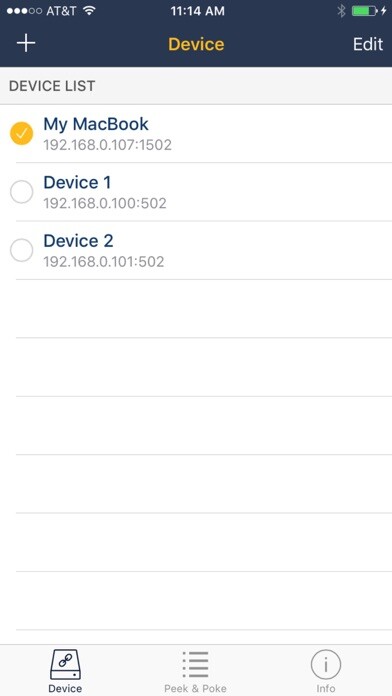 Emulate iPhone app ModComm: Peek & Poke using MyAndroid