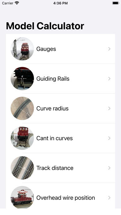 Emulate iPhone app Model Railway Calculator using MyAndroid