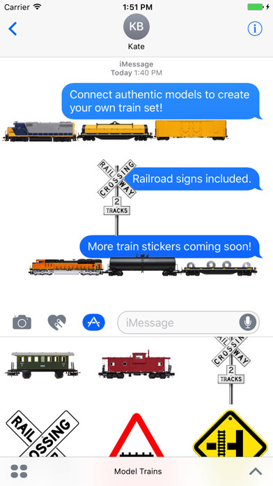 Emulate iPhone app Model Train Stickers using MyAndroid