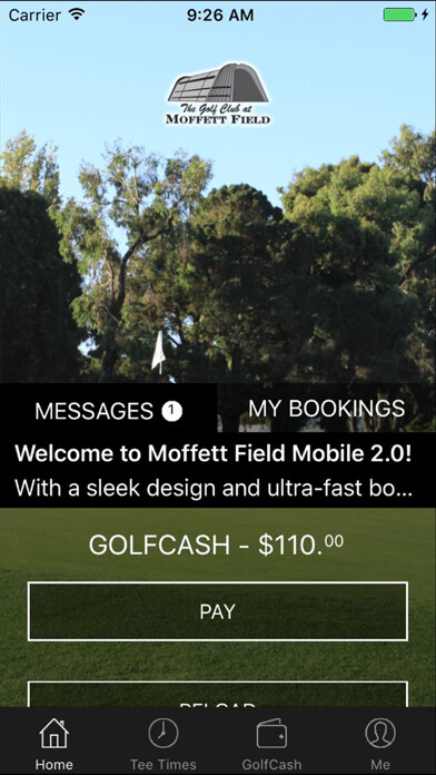 Emulate iPhone app Moffett Field Golf Tee Times using MyAndroid
