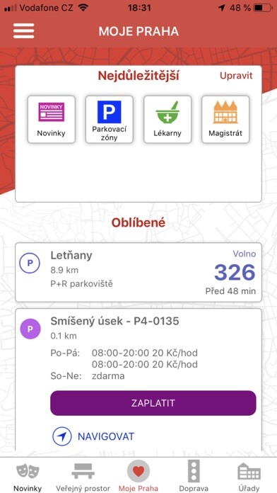 Emulate iPhone app Moje Praha using MyAndroid