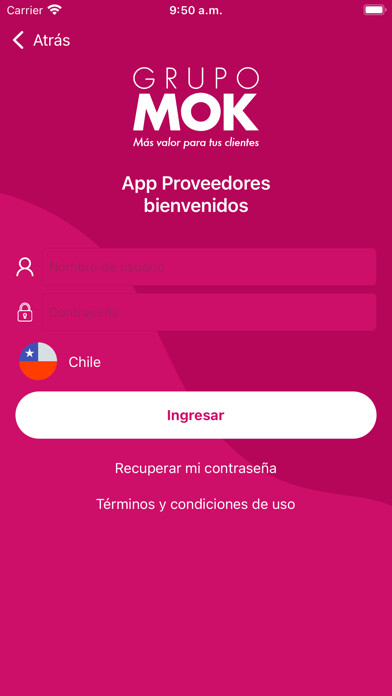 Emulate iPhone app MOK Proveedores using MyAndroid