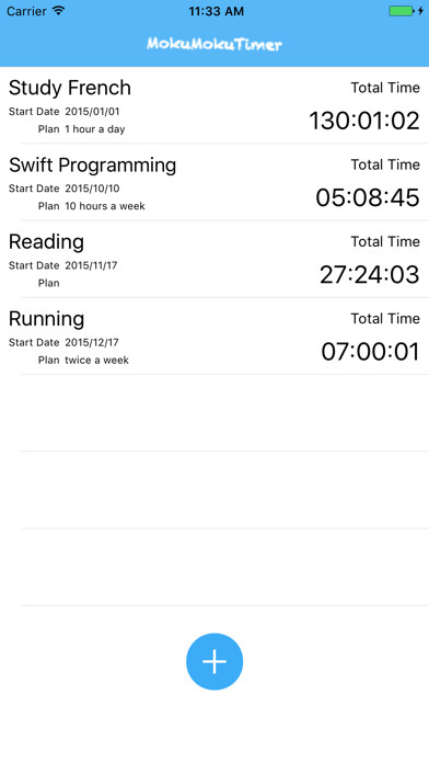 Emulate iPhone app MokuMokuTimer - App for recording your study hours using MyAndroid