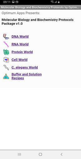 Run android online APK Mol Biol & Biochem Protocols from MyAndroid or emulate Mol Biol & Biochem Protocols using MyAndroid