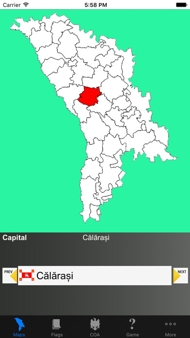 Emulate iPhone app Moldova District Maps, Flags and Capitals using MyAndroid Emulate iPhone app Moldova District Maps, Flags and Capitals using MyAndroid