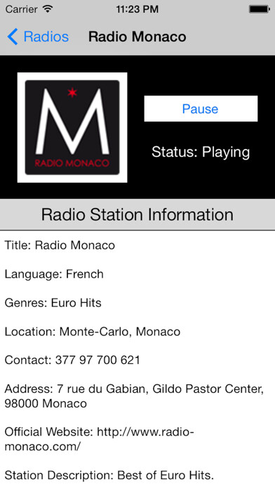 Emulate iPhone app Monaco Radio Live Player (French / le français) using MyAndroid Emulate iPhone app Monaco Radio Live Player (French / le français) using MyAndroid