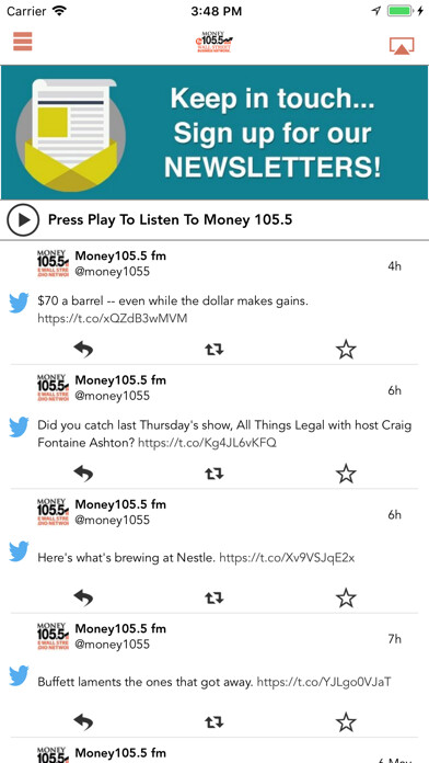 Emulate iPhone app Money 105.5 FM using MyAndroid