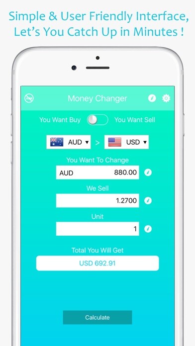 Emulate iPhone app Money Changer Calculator using MyAndroid