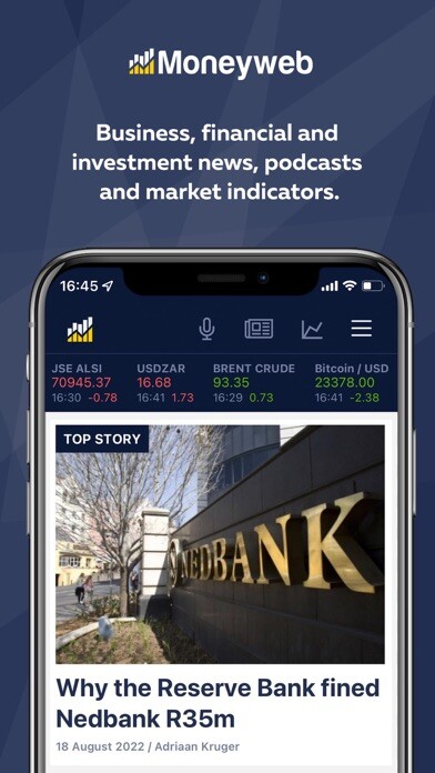 Emulate iPhone app Moneyweb News using MyAndroid