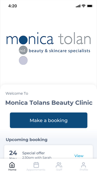 Emulate iPhone app Monica Tolans Beauty Clinic using MyAndroid Emulate iPhone app Monica Tolans Beauty Clinic using MyAndroid