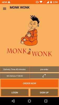 Emulate Android APK Monk Wonk Restaurant