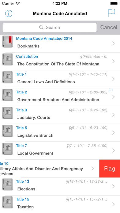 Emulate iPhone app Montana Code MCA MT Laws Title using MyAndroid