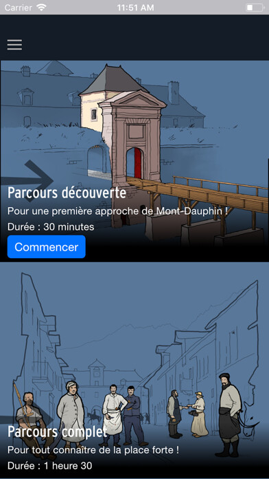 Emulate iPhone app Mont-Dauphin en famille using MyAndroid