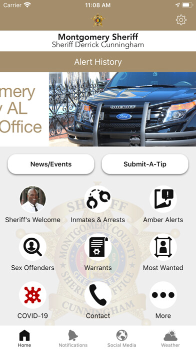 Emulate iPhone app Montgomery County AL Sheriff using MyAndroid