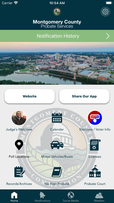 Emulate iPhone app Montgomery COU Probate Court using MyAndroid