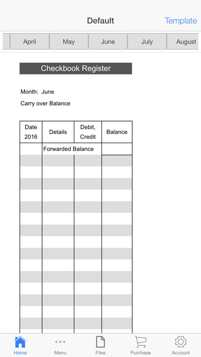 Emulate iPhone app Monthly Check Register using MyAndroid