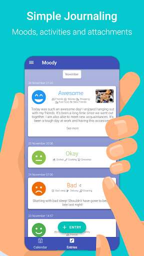 Run android online APK Moody Journal - Mood Diary, Mood Journal, Calendar from MyAndroid or emulate Moody Journal - Mood Diary, Mood Journal, Calendar using MyAndroid