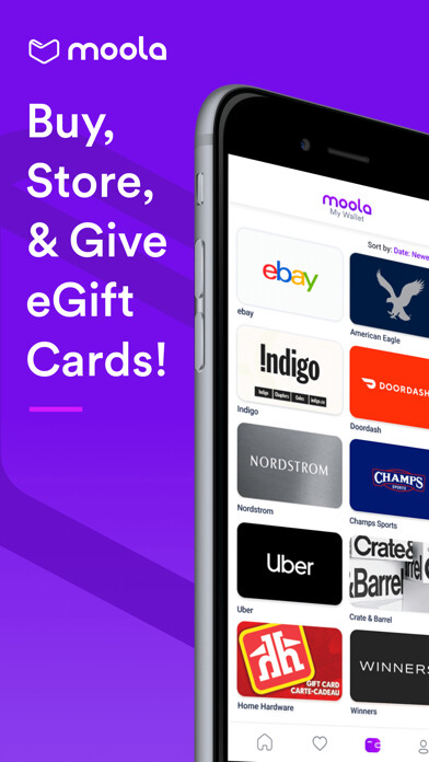 Emulate iPhone app Moola - Buy & Store Gift Cards using MyAndroid