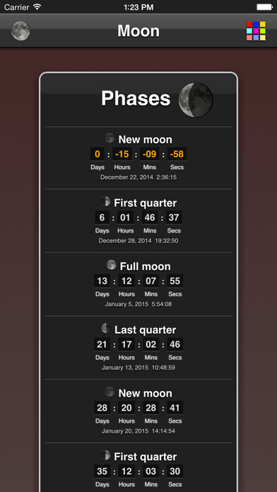 Emulate iPhone app Moon Phases using MyAndroid Emulate iPhone app Moon Phases using MyAndroid