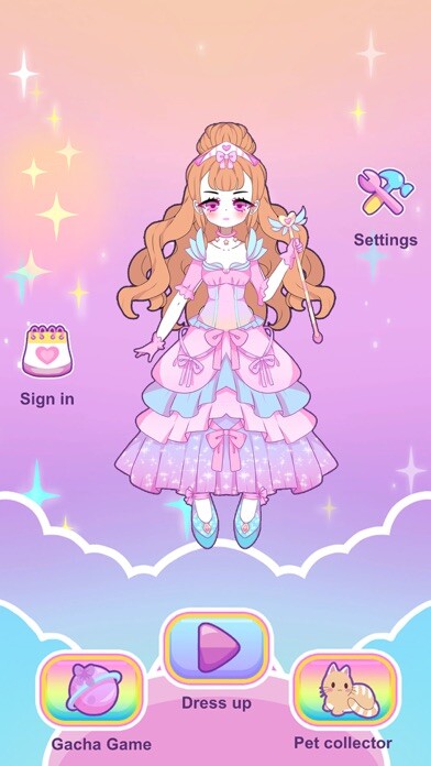 Emulate iPhone app Moon Story - Dress Up Girl using MyAndroid