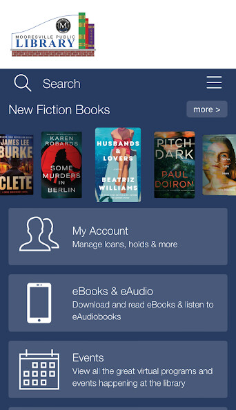 Emulate iPhone app Mooresville Public Library(NC) using MyAndroid