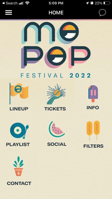 Emulate iPhone app Mo Pop Festival using MyAndroid