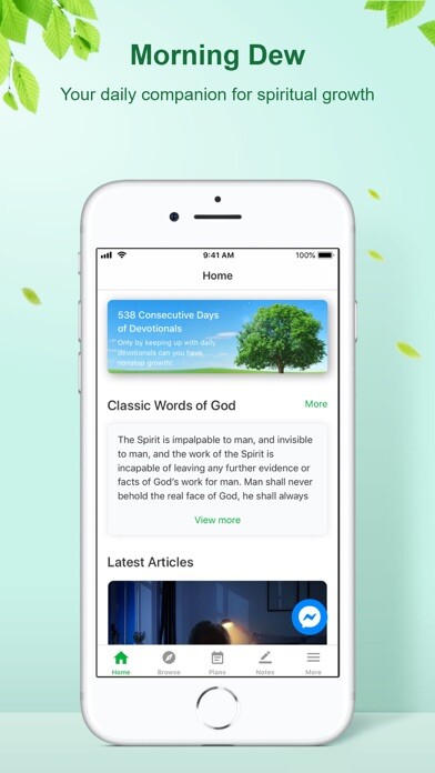 Emulate iPhone app Morning Dew - Devotionals using MyAndroid