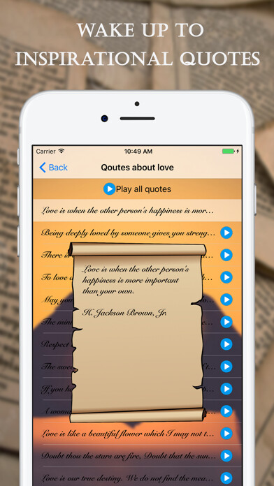 Emulate iPhone app Morning Quotes: Wake Up Happy using MyAndroid