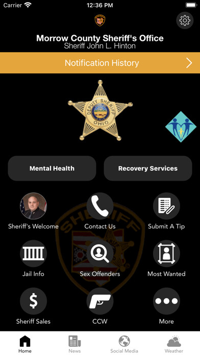 Emulate iPhone app Morrow County Sheriff Ohio using MyAndroid