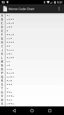 Emulate Android APK Morse Code Chart