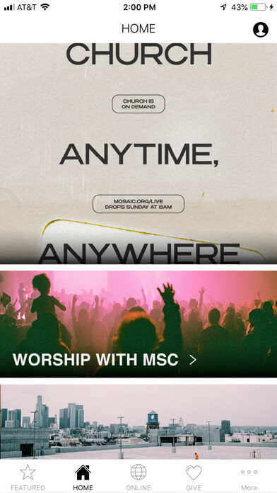Emulate iPhone app MOSAIC LA CHURCH using MyAndroid