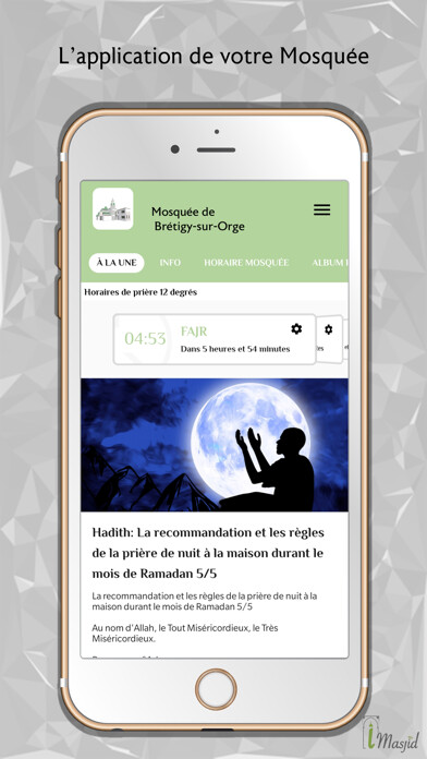 Emulate iPhone app Mosquée de Brétigny using MyAndroid Emulate iPhone app Mosquée de Brétigny using MyAndroid