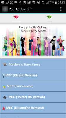 Emulate Android APK Mothers Day Greeting Card