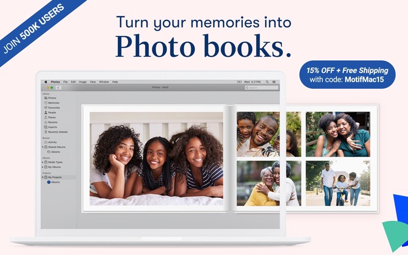 Emulate iPhone app Motif: Print photo memories using MyAndroid